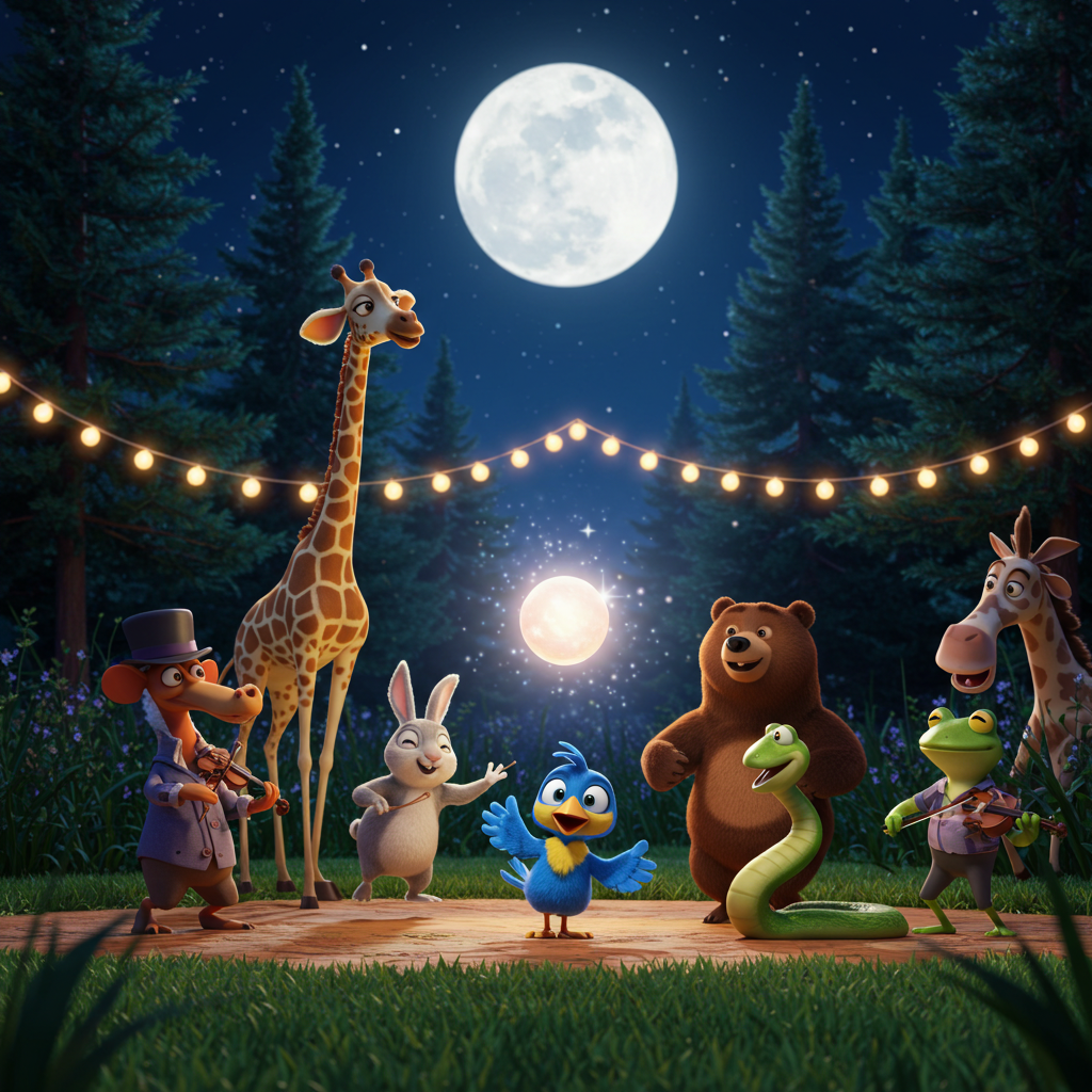 Animal Party: a children’s story full of music, dance, and friendship in the forest.